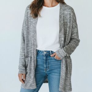 Athleta Women's Drape Pose Wrap Cardigan Grey Black Size Small